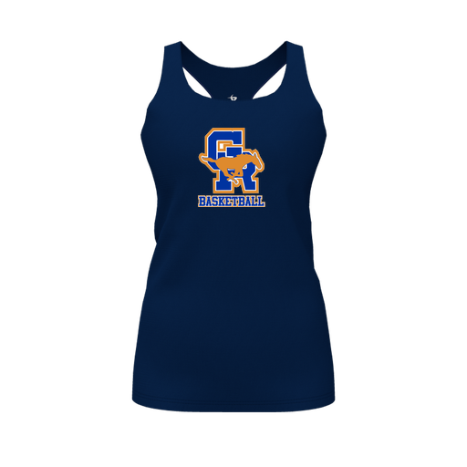 [FT0TRBNV-FYS-LOGO2] Decker Racerback Tank Top (Female Youth S, Navy, Logo 2)