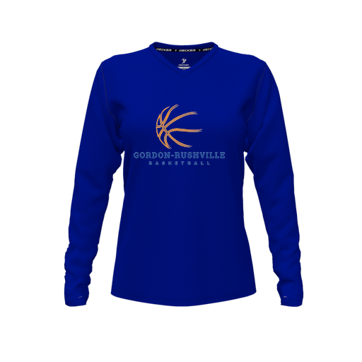 [FTLVCFRY-FYXS-LOGO3] Decker Comfort T-Shirt (Female Youth XS, Royal, V Neck, Logo 3, Long Sleeve)