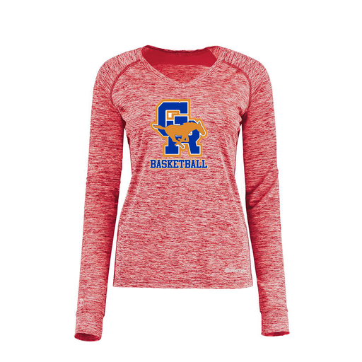 [222770.T20.XS-LOGO2] Ladies Electric Long Sleeve Shirt (Female Adult XS, Red, Logo 2)