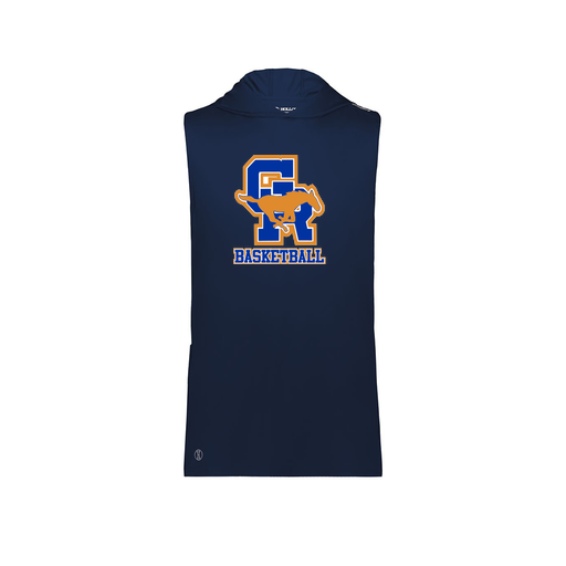 [222590.065.XS-LOGO2] Men's CoolDry Sleeveless Hoodie (Adult XS, Navy, Logo 2)