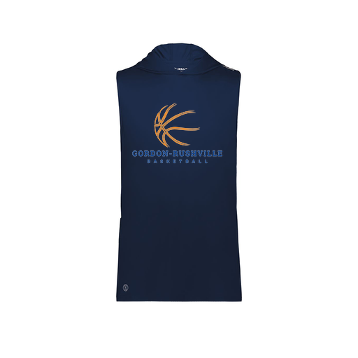 [222590.065.XS-LOGO3] Men's CoolDry Sleeveless Hoodie (Adult XS, Navy, Logo 3)