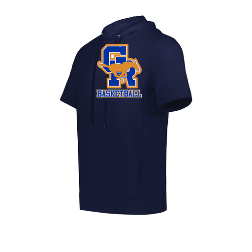 [222505.065.S-LOGO2] Men's Venturs Soft Knit Short Sleeve Hoodie (Adult S, Navy, Logo 2)