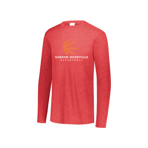 [FTLCUBRD-YS-LOGO1] Decker Youth Tri-Blend T-Shirt - Long Sleeve (Youth S, Red, Logo 1)